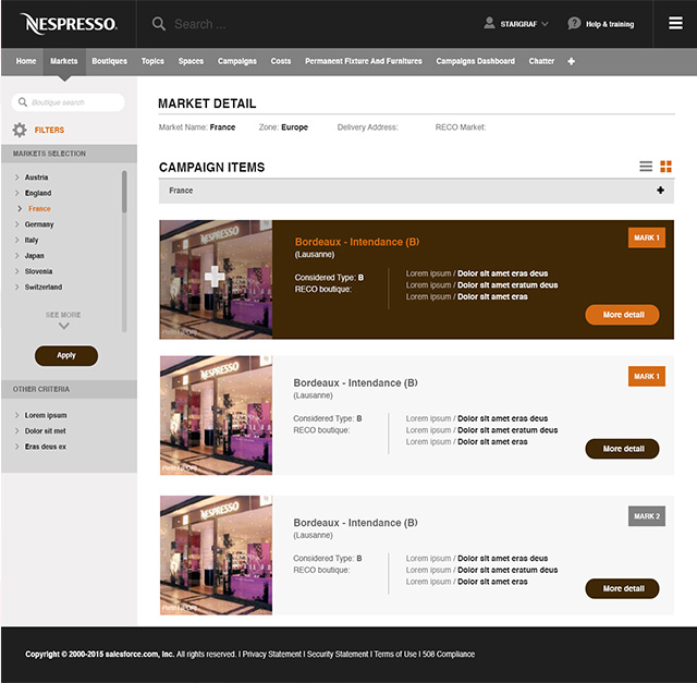 Site intranet Nespresso - UX Design par l'agence digitale Paris Stargraf