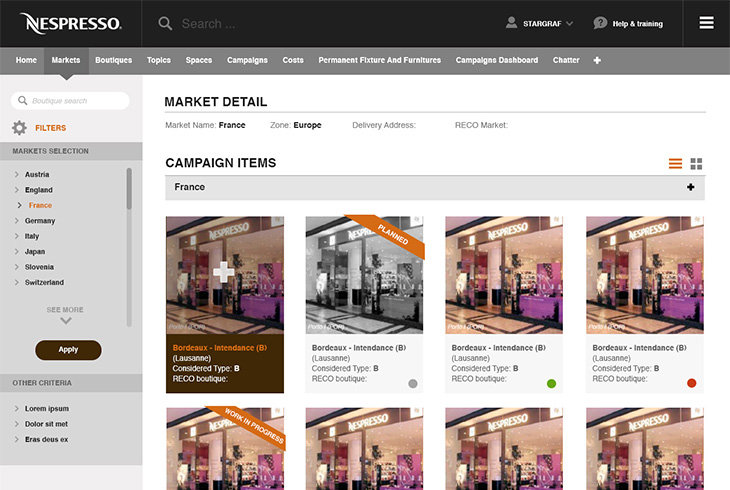 Site intranet Nespresso - UX Design par l'agence digitale Paris Stargraf